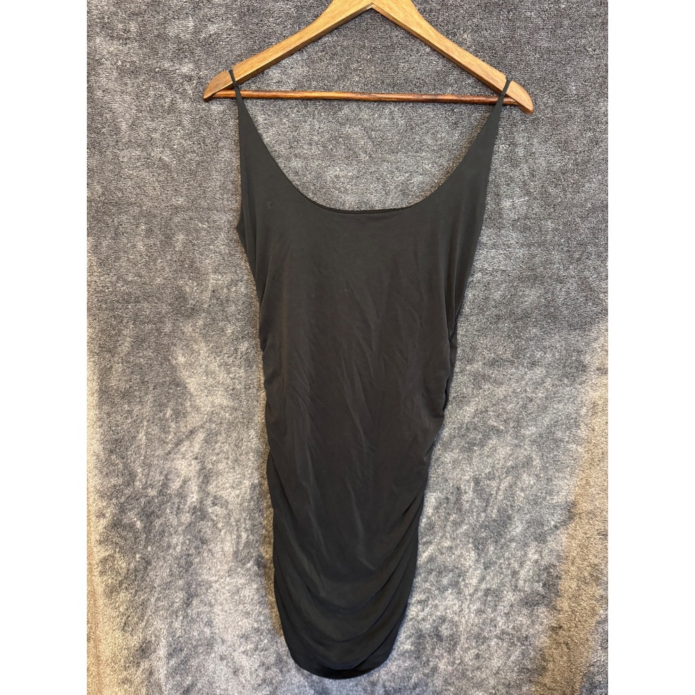 Windsor Womens Black Ruched Bodycon Mini Dress Spaghetti Strap Scoop Neck M